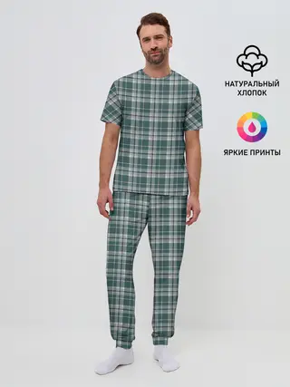 Мужская пижама с брюками / Узор в клетку