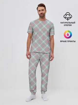 Мужская пижама с брюками / Узор в клетку