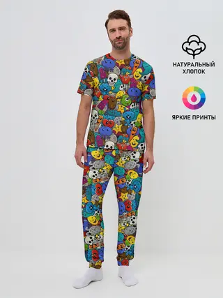 Мужская пижама с брюками / Граффити