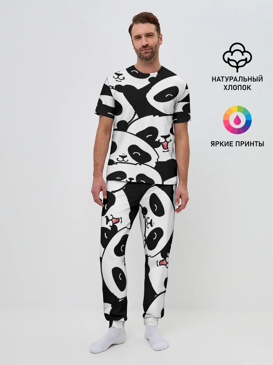 Мужская пижама с брюками / панды