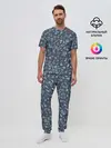 Мужская пижама с брюками / Еда Синий