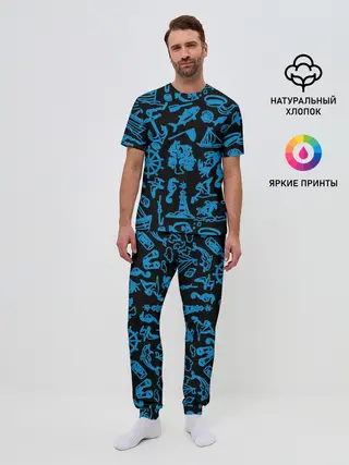 Мужская пижама с брюками / Морская тема