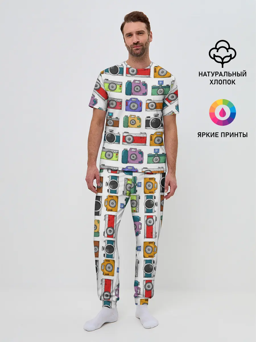 Мужская пижама с брюками / Фотоаппараты