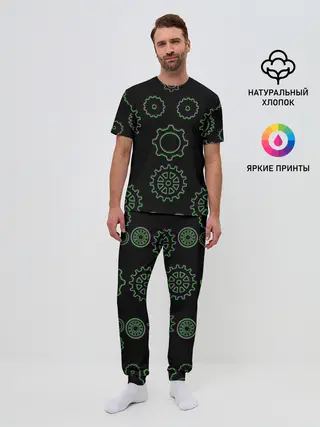 Мужская пижама с брюками / Шестерёнки Стимпанк