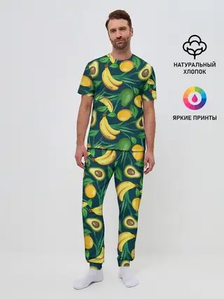 Мужская пижама с брюками / Фрукты
