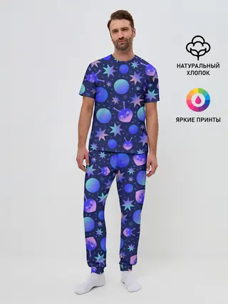 Мужская пижама с брюками / Космический микс