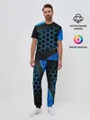 Мужская пижама с брюками / 3D luxury blue 3Д СОТЫ и плиты