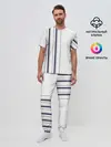 Мужская пижама с брюками / Белые и синие полосы | Stripes
