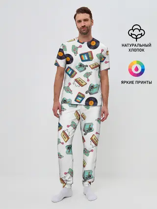 Мужская пижама с брюками / Стиль 80х