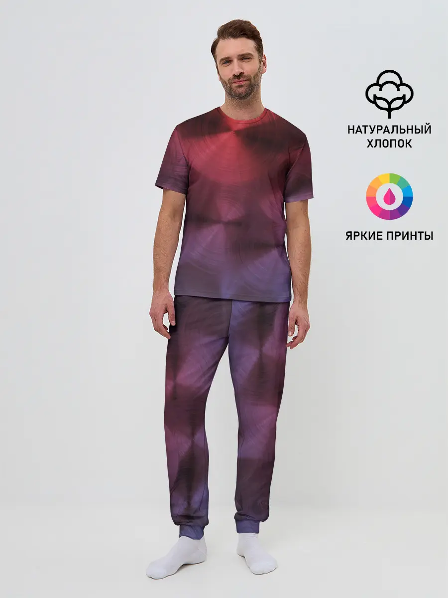 Мужская пижама с брюками / metal texture with circles