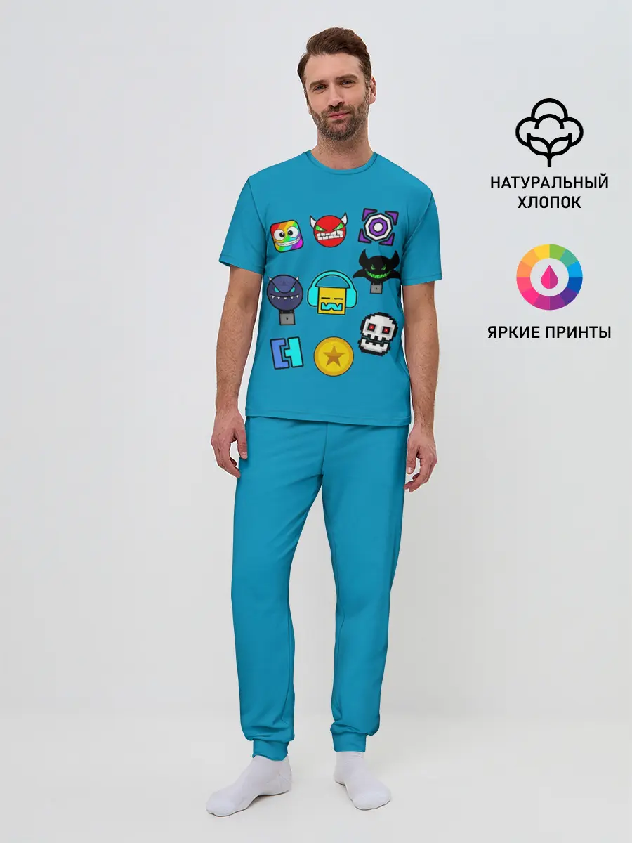 Мужская пижама с брюками / Geometry Dash Icons