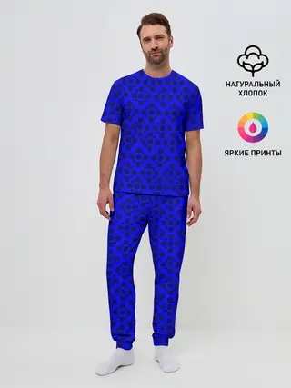 Мужская пижама с брюками / Ряды круглых узоров