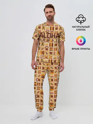 Мужская пижама с брюками / АЛОХА ГАВАЙИ, ALOHA, SUMMER