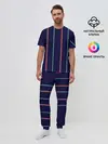 Мужская пижама с брюками / Синие и розовые полосы