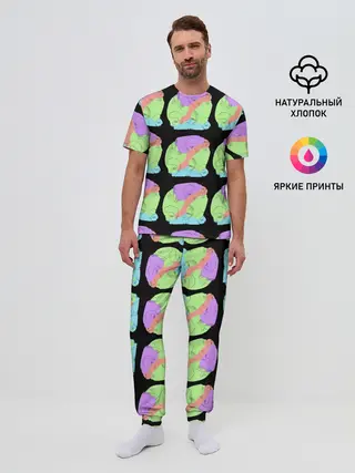 Мужская пижама с брюками / Лица