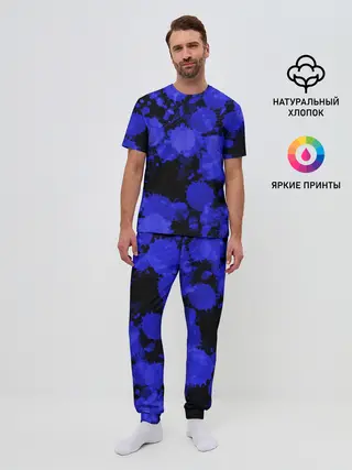 Мужская пижама с брюками / Синие Кляксы