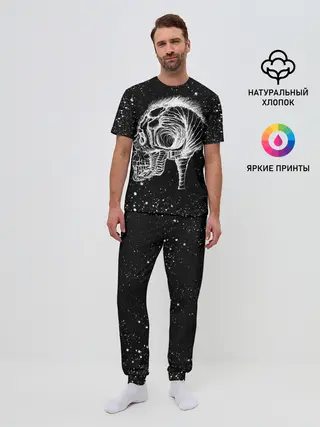 Мужская пижама с брюками / Череп Зверь и Брызги