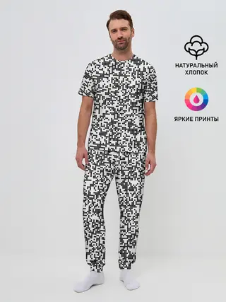 Мужская пижама с брюками / Пиксельный Узор