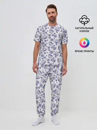 Мужская пижама с брюками / Узор