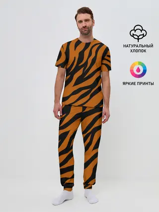 Мужская пижама с брюками / Тигровый Камуфляж