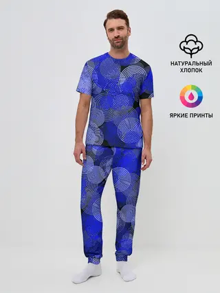 Мужская пижама с брюками / Синие круги