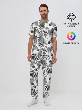 Мужская пижама с брюками / Зебра