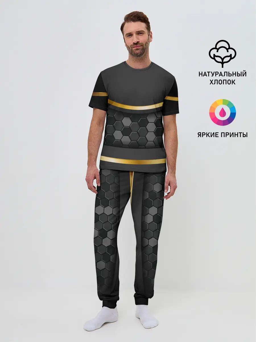 Мужская пижама с брюками / 3D ТЕМНАЯ БРОНЯ С ЗОЛОТОМ