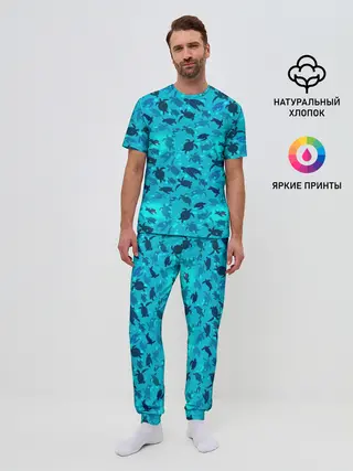 Мужская пижама с брюками / Черепашки