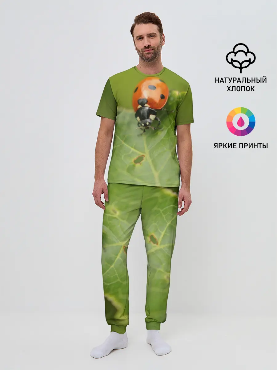 Мужская пижама с брюками / Божья коровка