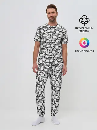 Мужская пижама с брюками / Черепа