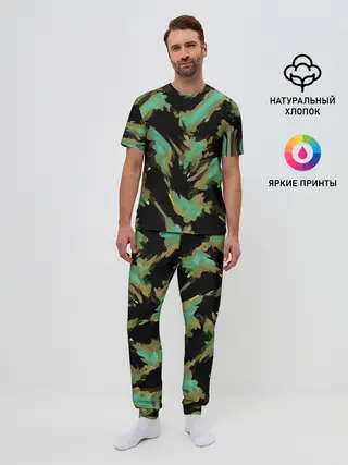 Мужская пижама с брюками / Изумрудные осколки кристаллов