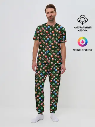 Мужская пижама с брюками / Бильярд