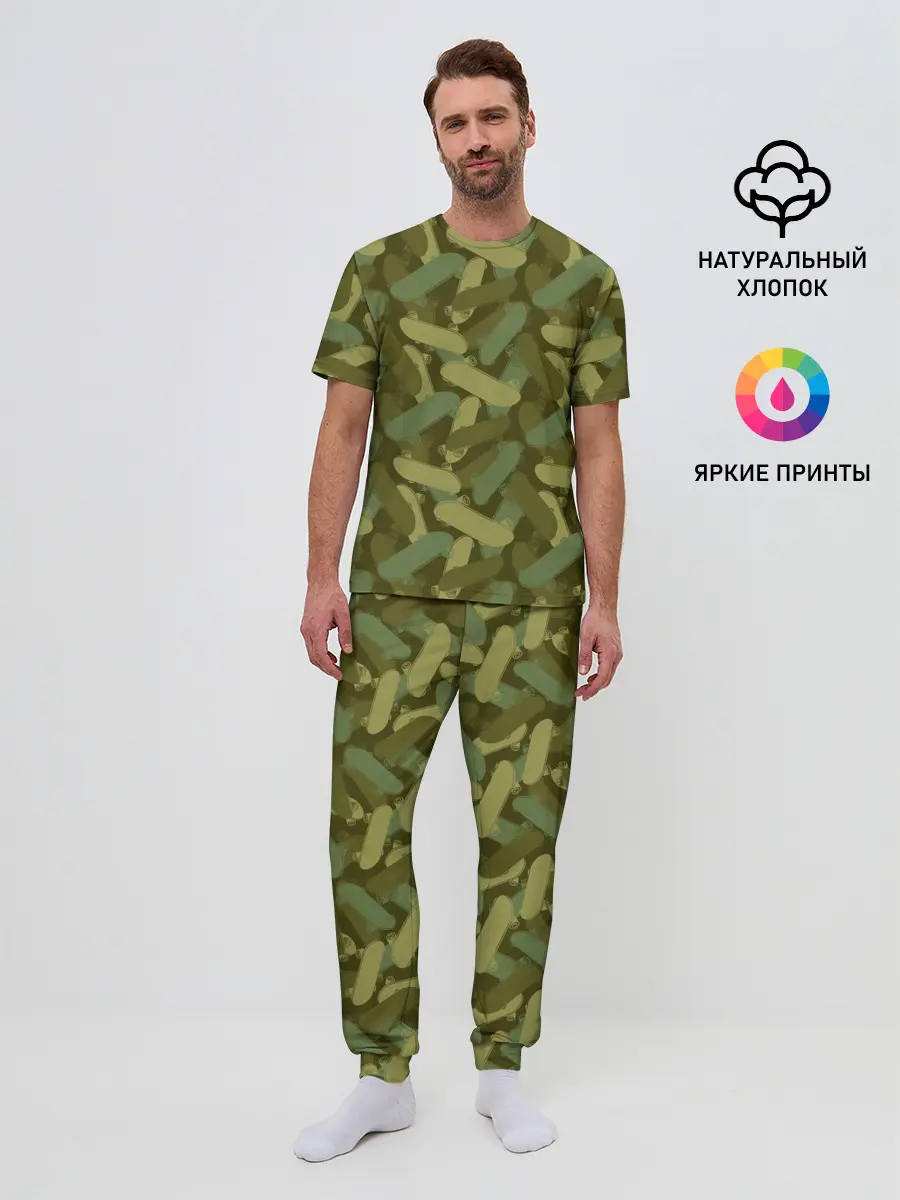 Мужская пижама с брюками / Скейтборды