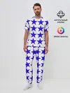 Мужская пижама с брюками / Синие звёзды на белом фоне