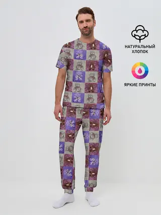Мужская пижама с брюками / Медведи на ковре