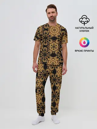 Мужская пижама с брюками / классические узоры