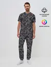 Мужская пижама с брюками / Коричневый абстрактный узор