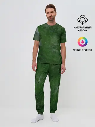 Мужская пижама с брюками / Точки На нефритовом Фоне