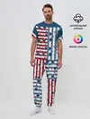 Мужская пижама с брюками / Голубые звезды на полосатом