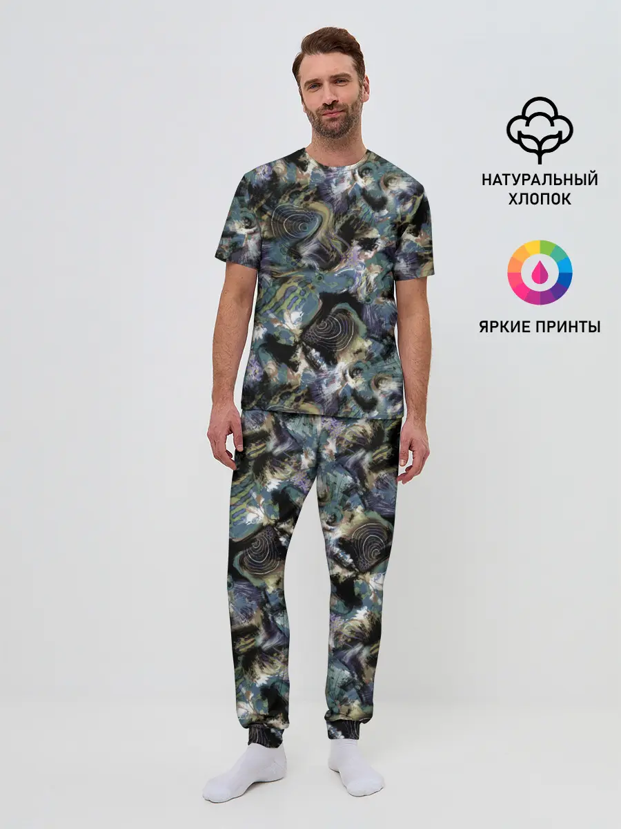 Мужская пижама с брюками / Узор для рыбака