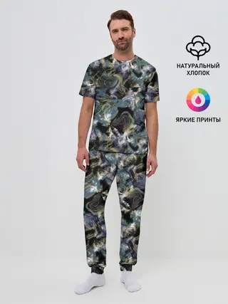 Мужская пижама с брюками / Узор для рыбака