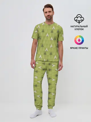 Мужская пижама с брюками / Лес | Текстура