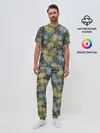 Мужская пижама с брюками / Черно оливковый цветочный