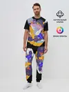 Мужская пижама с брюками / узор из листьев и цветов