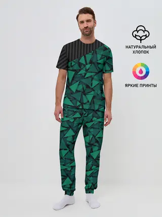 Мужская пижама с брюками / Геометрический узор