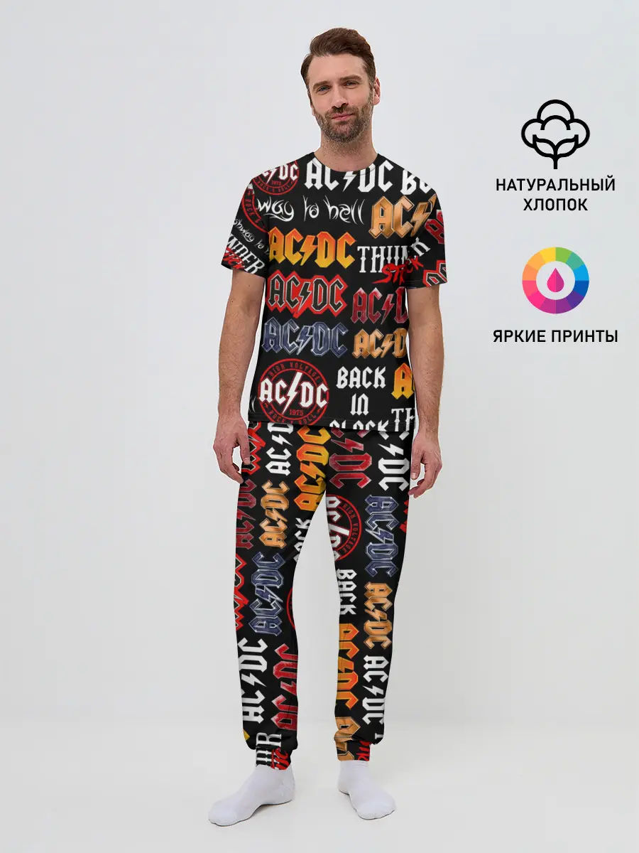 Мужская пижама с брюками / AC DC LOGOBOMBING