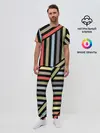 Мужская пижама с брюками / Абстрактный полосатый узор
