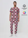 Мужская пижама с брюками / Красно-синий плед -клетка