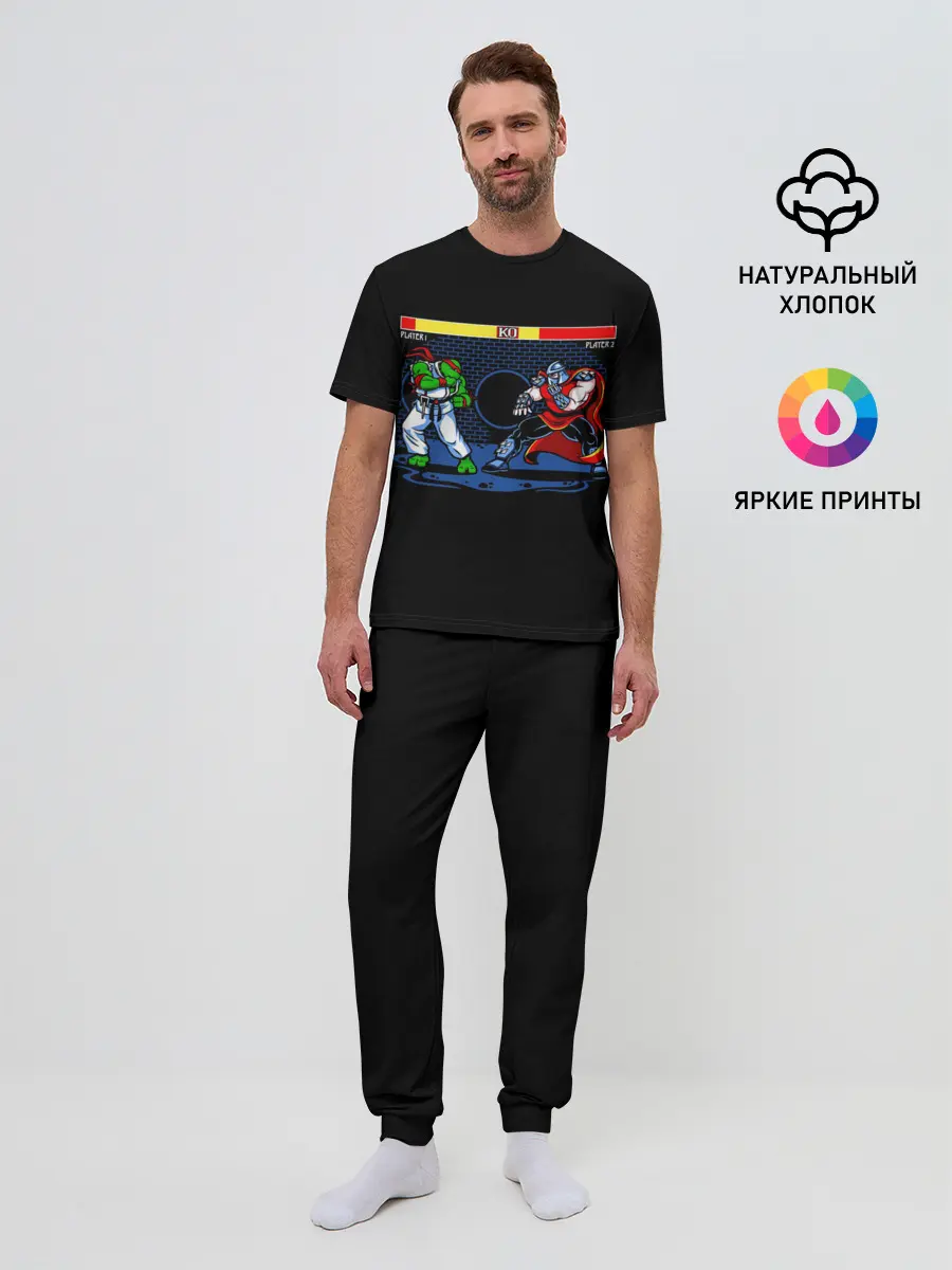 Мужская пижама с брюками / Черепашки 8 бит