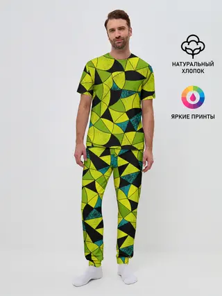Мужская пижама с брюками / Гранжевый яркий зеленый